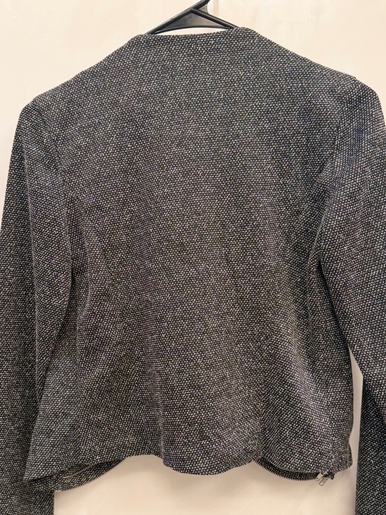 Have Women’s Metallic Textured Open-Front Blazer – Chic Waterfall Drape - Picture 3 of 6